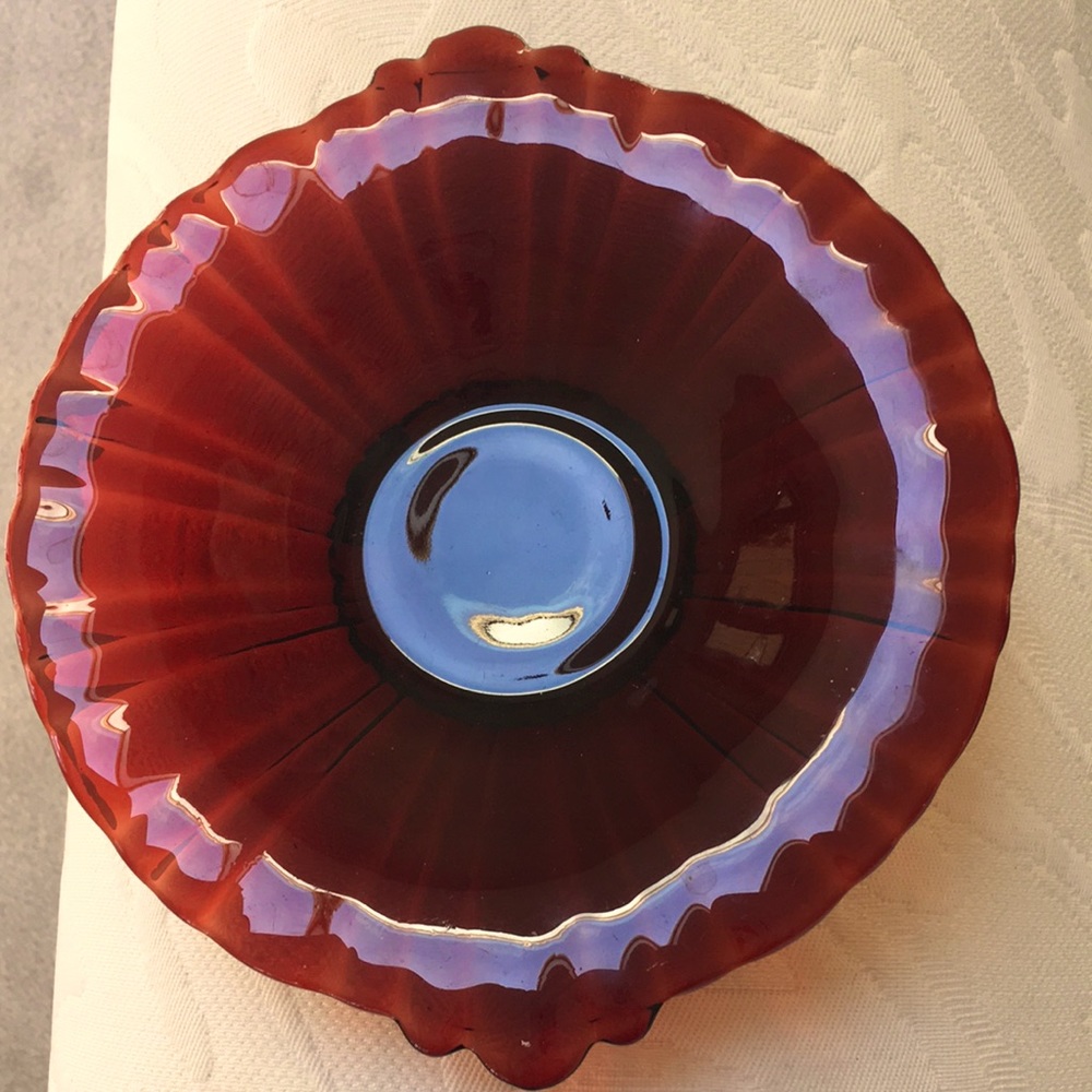 Vintage Red glass Plate/Candy Dish - Picture 1 of 2